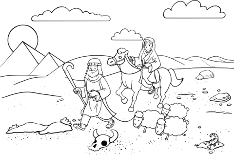 Abram And Sarai Traveling To Egypt Coloring Page